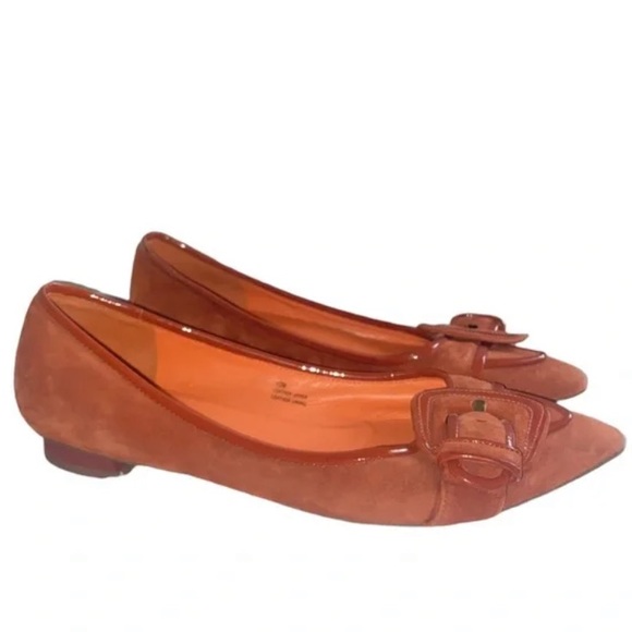 VIA SPIGA POINTED TOE ORANGE SUEDE LEATHER FLAT SIZE : 10 M - Picture 2 of 7